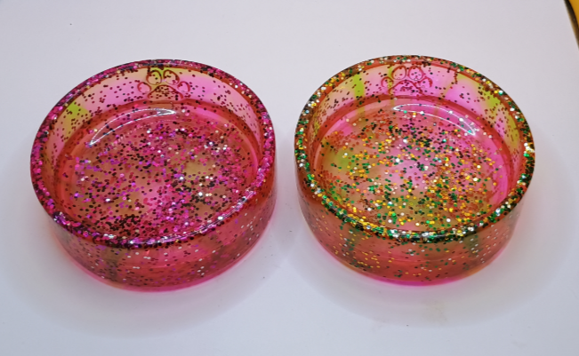 Futter und Wasserschalen Set - Rund klein - Unikat