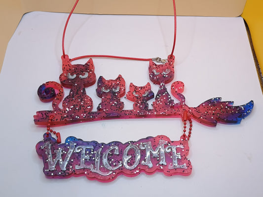 Welcome Katzen Hängeschild